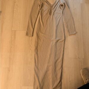 Beige Long Sleeve Maxi Dress